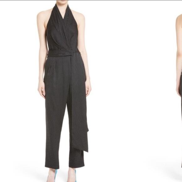 Diane Von Furstenberg polka dot halter jumpsuit - Picture 1 of 8